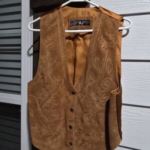 Brown Suede Embroidered Vest